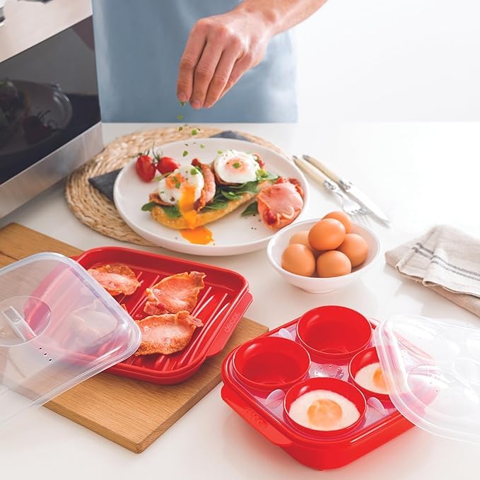 Décor Microsafe Egg Poacher - BPA Free Plastic, Makes Up to 4 Eggs, Dishwasher Safe, Teal 4