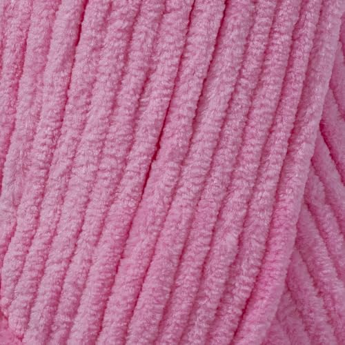 Utopia Crafts Velvet Lux Chenille Yarn - Super Soft Chunky for Knitting & Crochet | 100g Tulip Pink 2