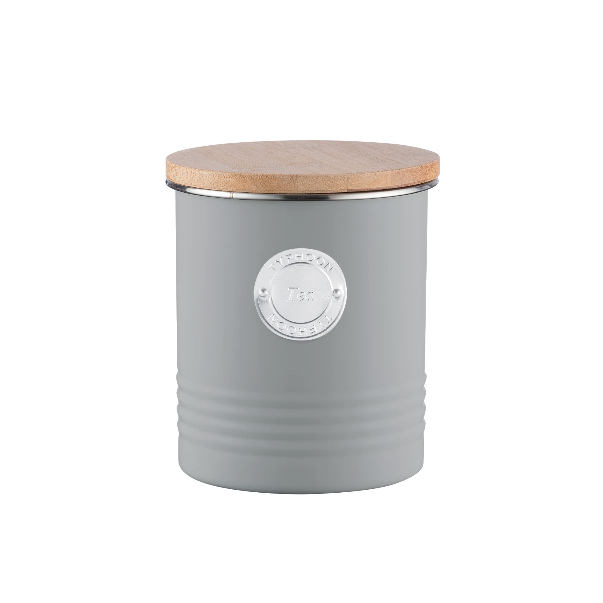Typhoon Living Tea Storage Canister - 1 Litre Capacity | Carbon Steel & Bamboo Lid 1
