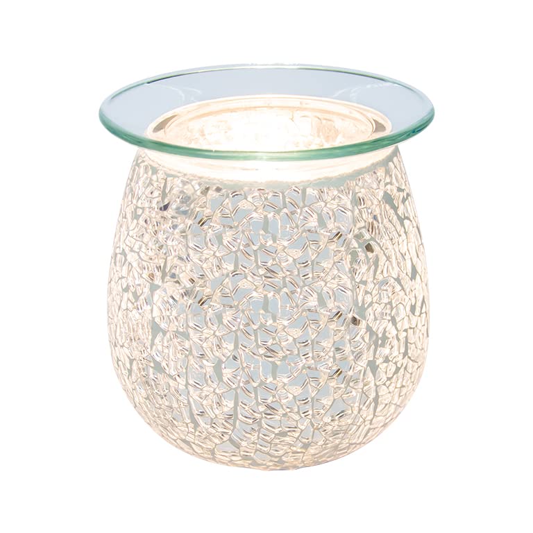 airpure Mosaic Electric Wax Melt Oil Melter Burner - Silver Glass & Stainless Steel | Glowing Backlight 1