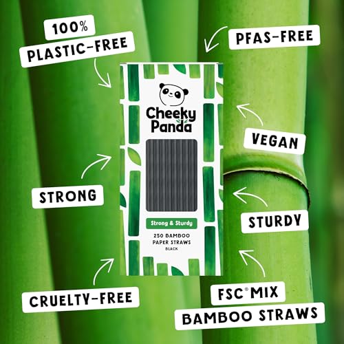 The Cheeky Panda Bamboo Paper Straws - 250 Black Count | Biodegradable | Vegan Friendly 3