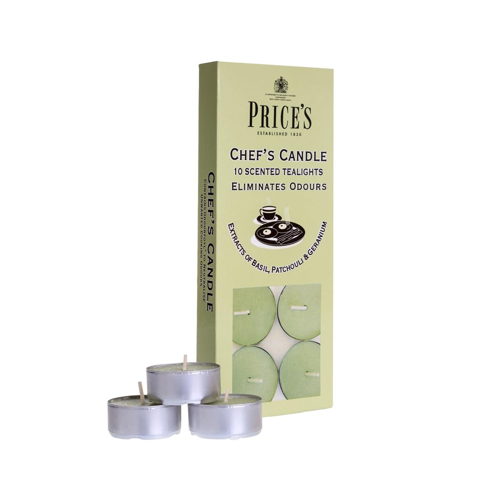 Price's Chef's Tealights - Odour Eliminating with Basil, Patchouli & Geranium Extracts | 10 Pack 1