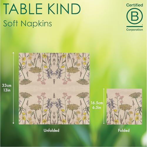 Talking Tables Table Kind Recycled Paper Napkins - 100 Pack, 2ply, 33cm Wildflower Floral 3