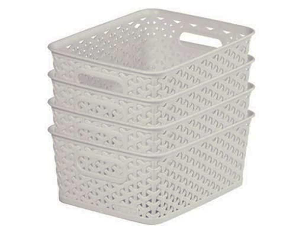 CURVER My Style Rattan Effect Shelf Basket Set - 4 Pack, 4L Capacity, Grey | W25 x D20 x H10 cm 1
