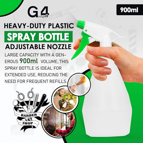 G4GADGET 900ml Spray Bottle - Durable Plastic for Cleaning, Gardening & Hair Misting | Adjustable Trigger