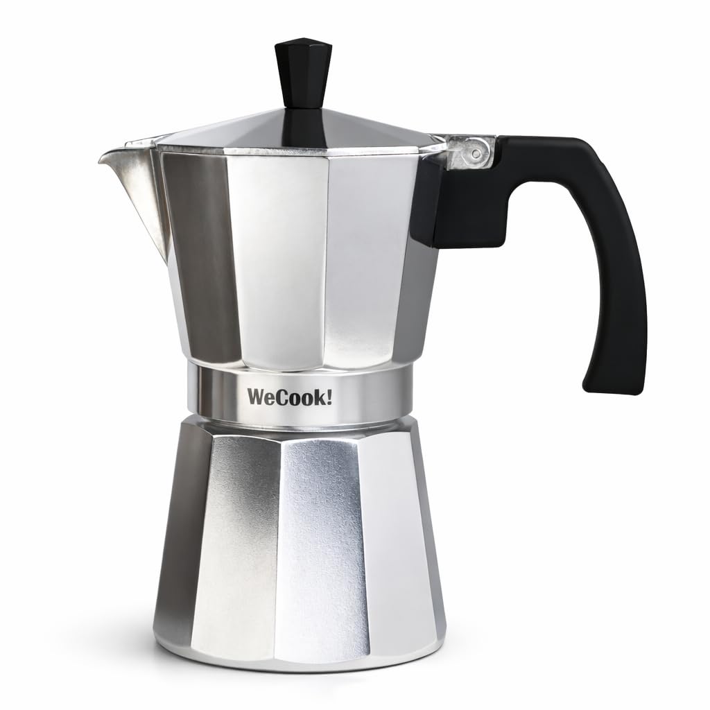 WECOOK! Paola Italian Moka Pot Espresso Maker - 1 Cup Capacity | Aluminum | Gas, Electric & Ceramic Hobs (Not Induction)