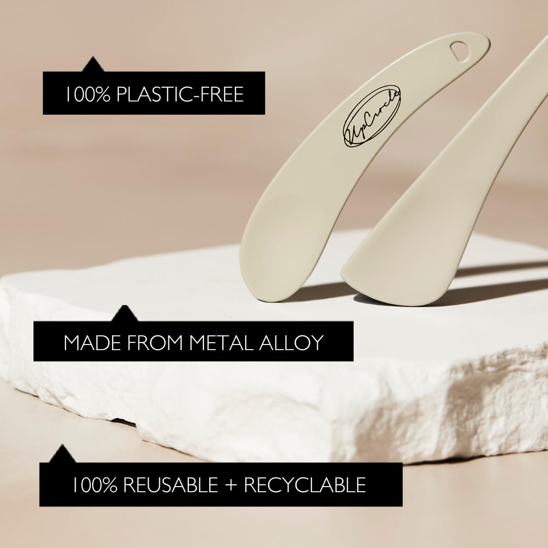 UPCIRCLE Cosmetic Spatulas - Hygienic Metal Scoop for Skincare | 2 Sizes | UK Made 3