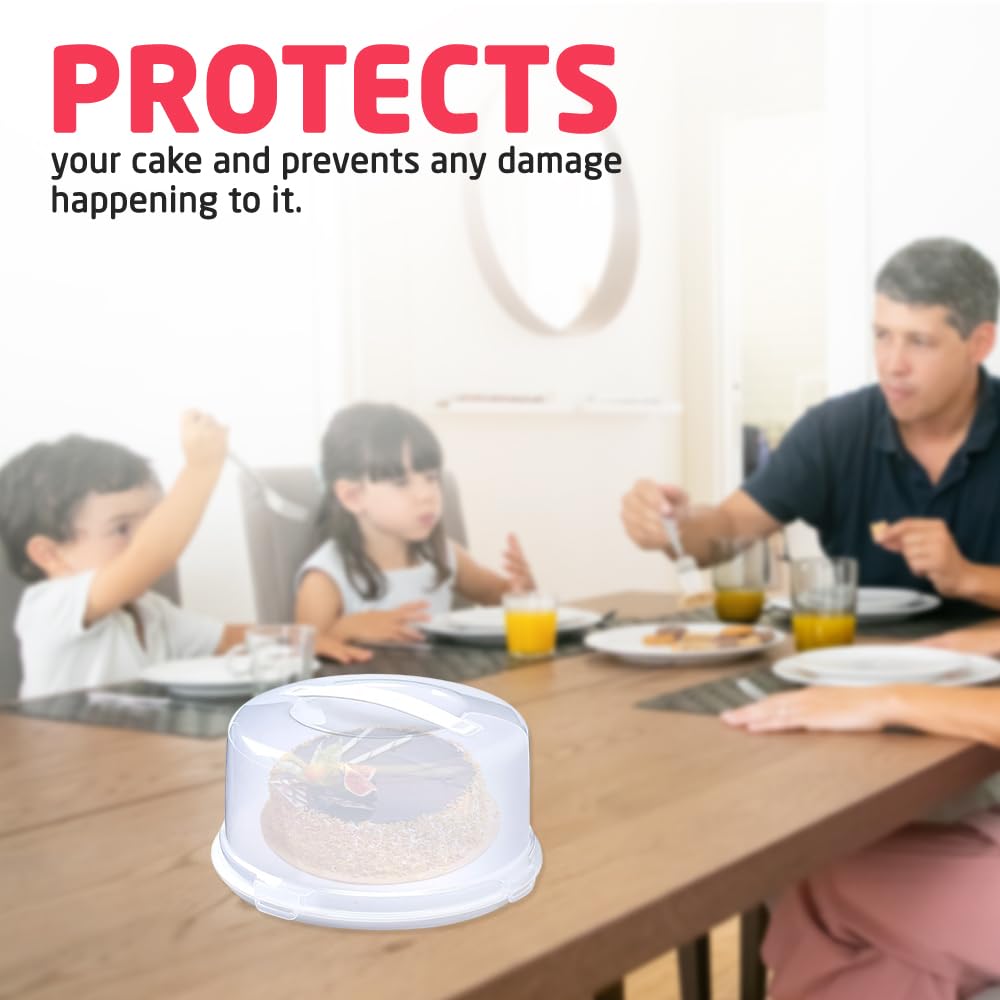 ACCURATE Round Plastic Cake Box - White, Durable, Secure Carry Handle | Holds Cakes up to 30 cm 5