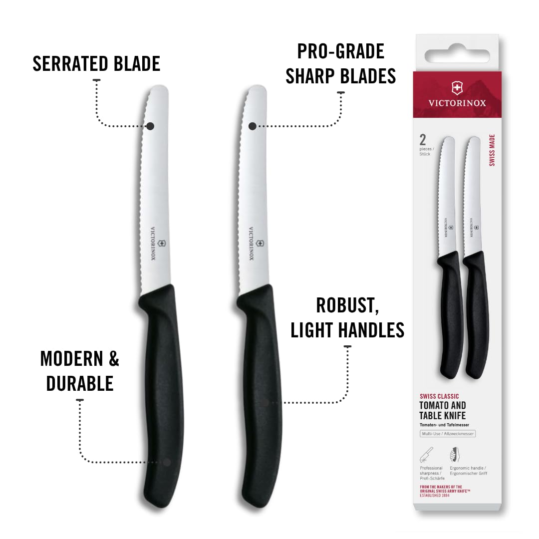Victorinox Swiss Classic Bread Roll Knife Set - Serrated Edge, 11cm Blade | Set of 2 5