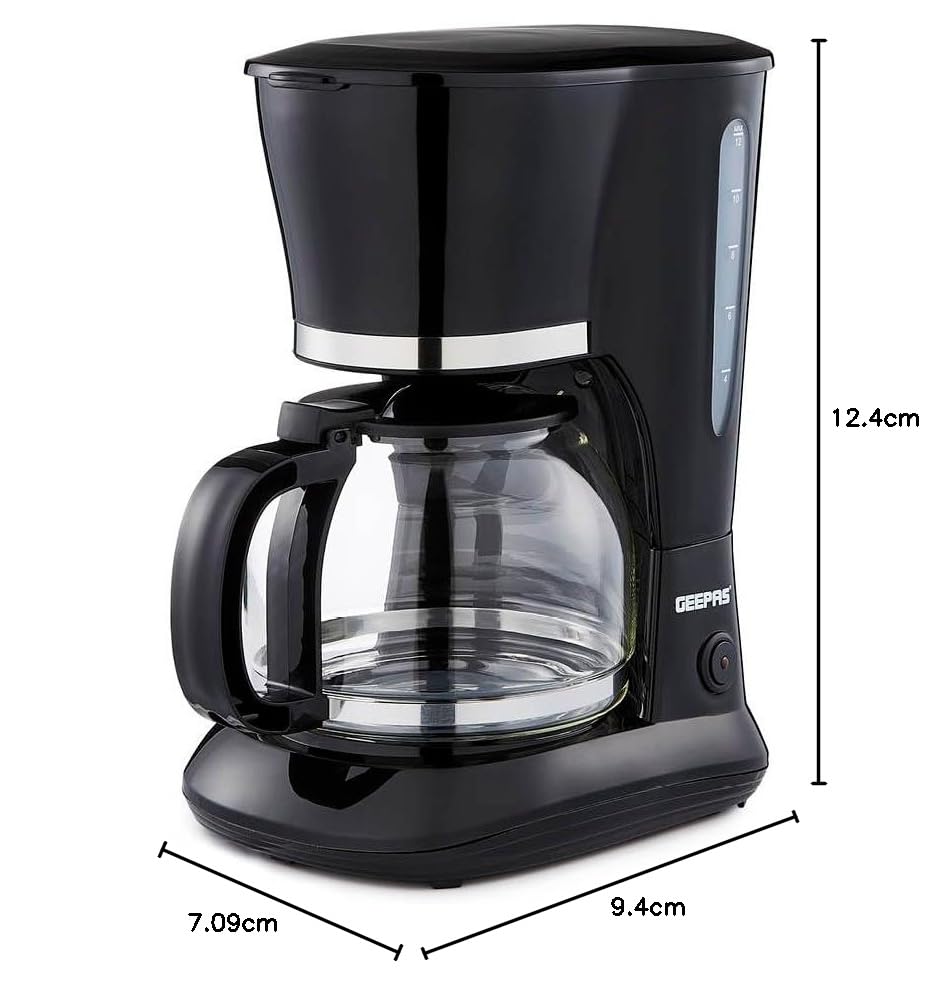 GEEPAS 1.5L Filter Coffee Machine - 800W Power, Permanent Filter, Auto Shut-Off | Black 9