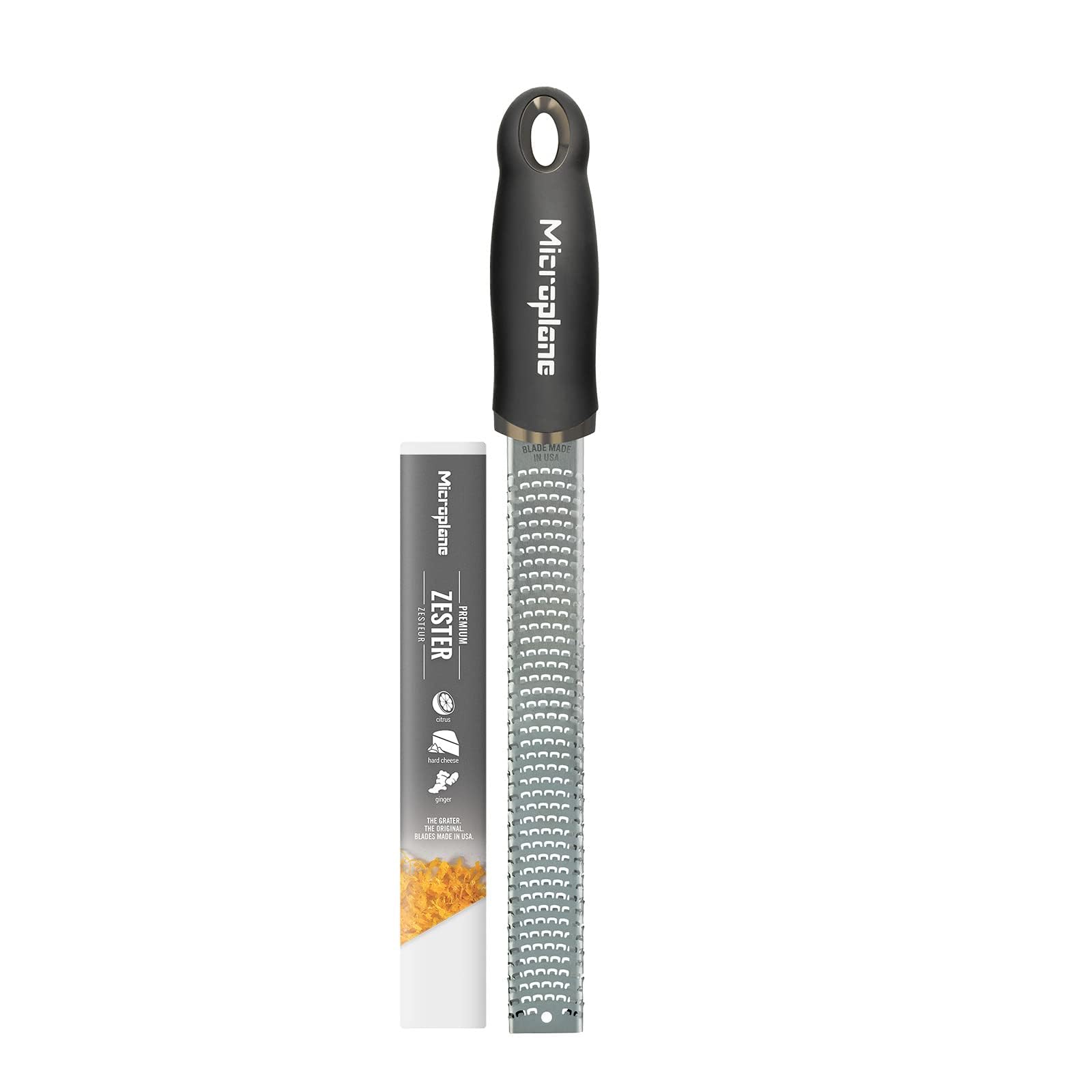 Microplane Zester Grater - Ultra-Sharp Stainless Steel Blade | Black | Made in USA