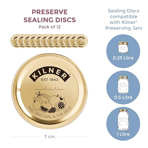 Kilner Pack of 12 Tin Metal Sealing Discs for 0.25, 0.5, & 1 Litre Preserving Jars 3