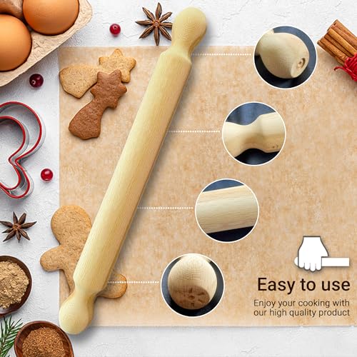 Dexam Beech Rolling Pin - 40cm Length | Premium Wood Construction | Beige 3