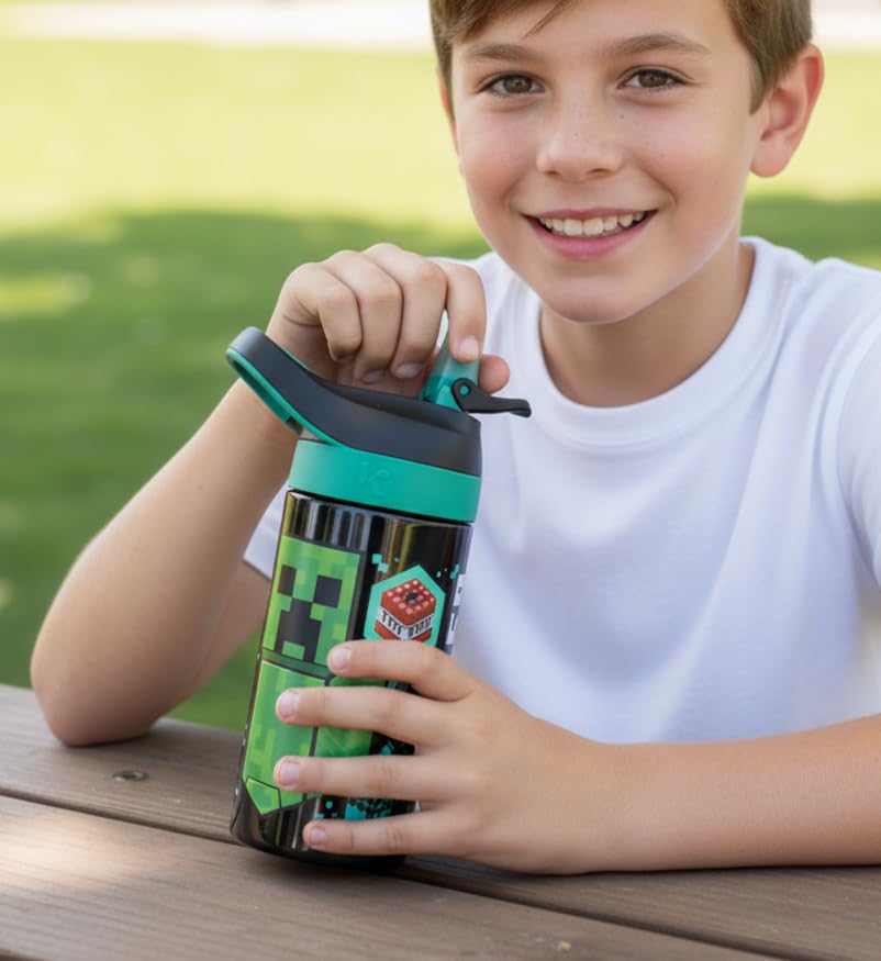 HOX Minecraft 5 Piece Lunch Set with 450ml Lockable Water Bottle | School & Travel 8