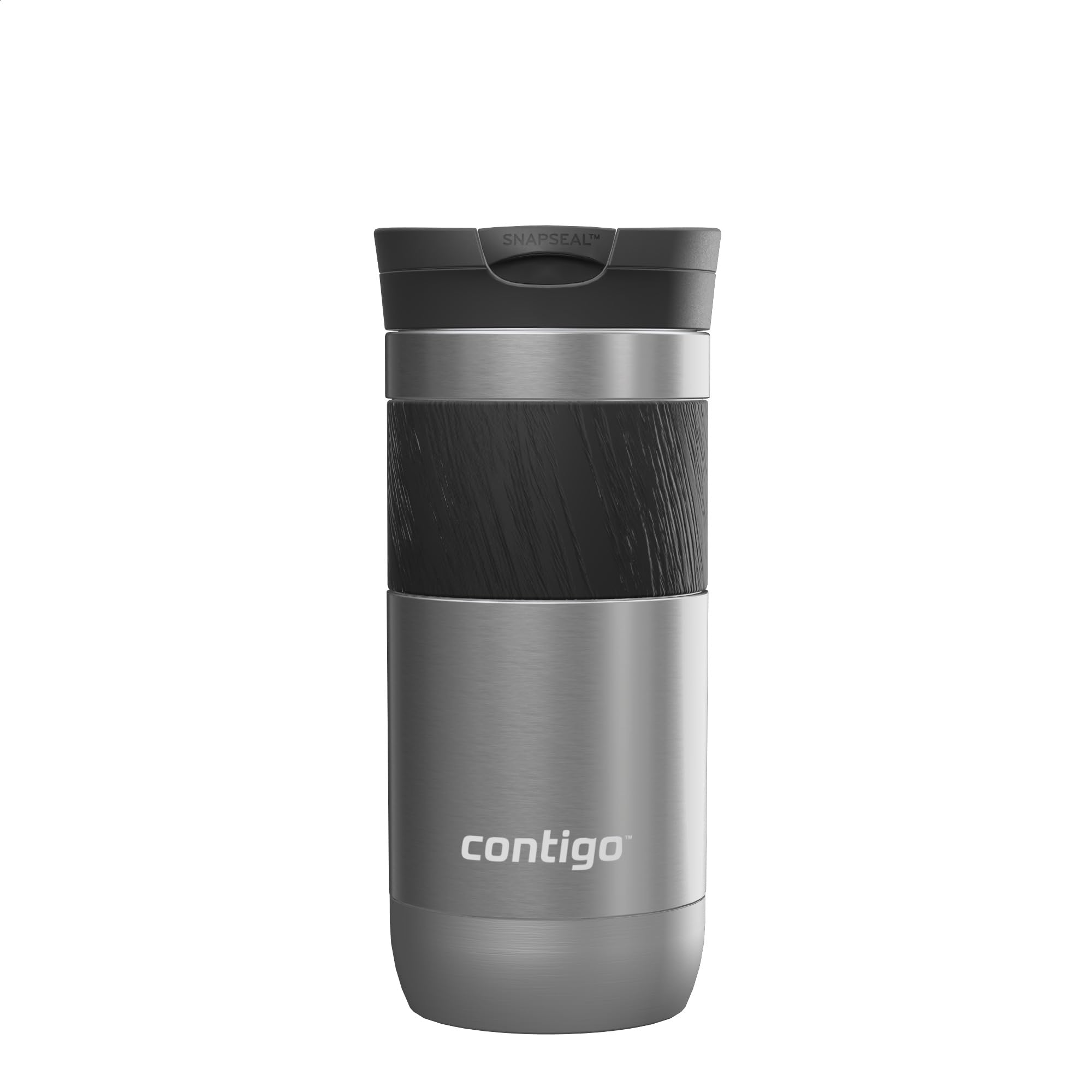 Contigo Byron Snapseal Travel Mug - 100% Leakproof | Keeps Hot 7 Hrs, Cold 12 Hrs | 470 ml | Dark Stainless Steel