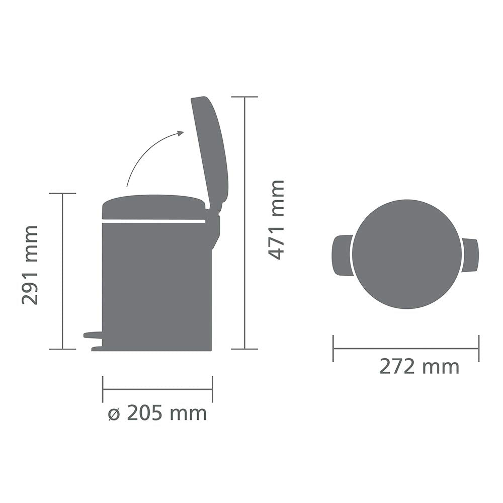 Brabantia NewIcon Pedal Bin - 5 L Capacity | Brilliant Steel Finish | Corrosion Resistant 7