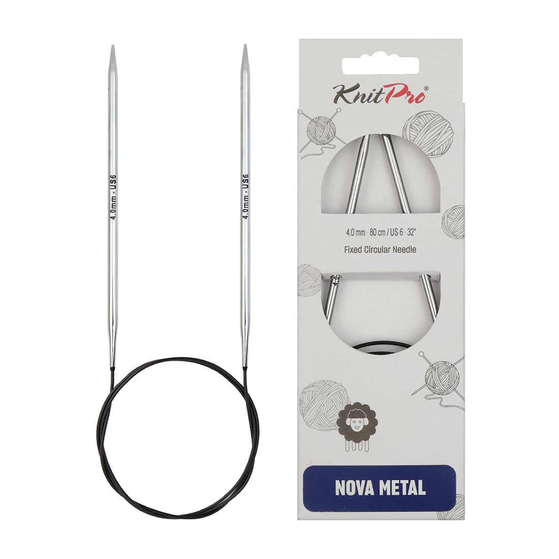 KnitPro Nova Fixed Circular Knitting Needles - 4.0 mm Diameter, 40 cm Length, Silver Brass 1