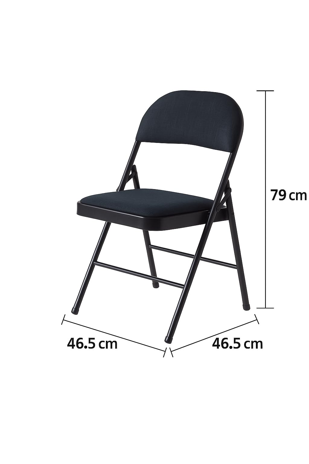 Build Rapido Padded Folding Chair - Heavy Duty Steel Frame | Black | Oversized 3