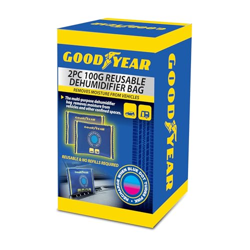 Goodyear 2pc 100g Reusable Dehumidifier Bags – Heavy-Duty Moisture Absorber for Vehicles