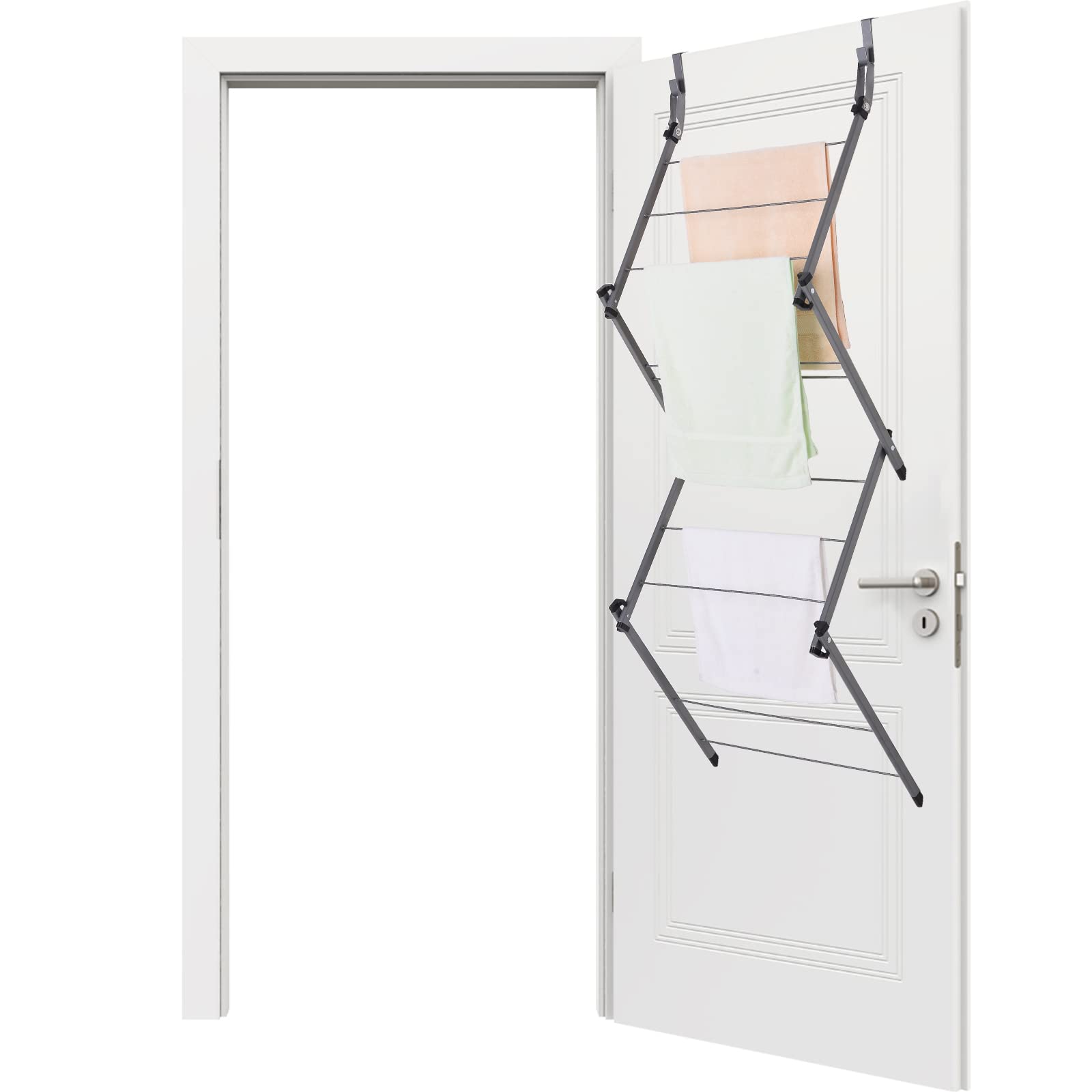 Rainberg Over The Door Clothes Airer - Foldable 10-Bar Drying Rack | H141cm | 4kg Capacity 7