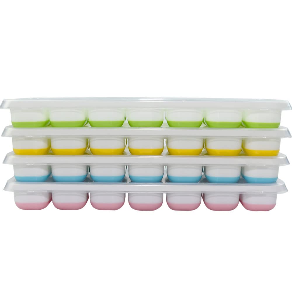 RAM ONLINE Ice Cube Tray Set - 4 Pack Silicone Moulds with Stackable Lids | BPA Free 5