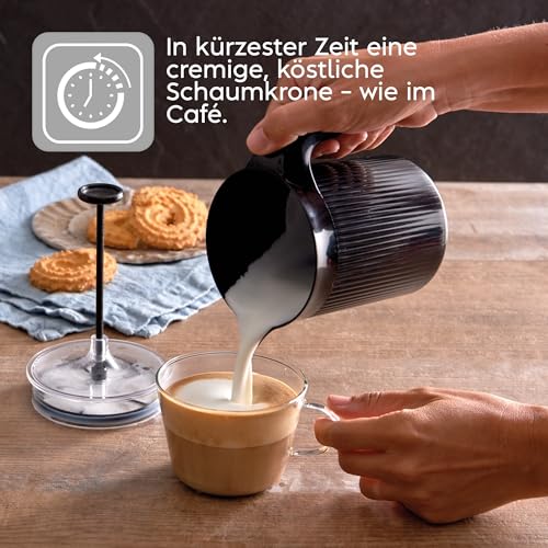 Snips Cremix Manual Milk Frother - 0.50 LT Capacity | Black | Made in Italy | 0% BPA Free