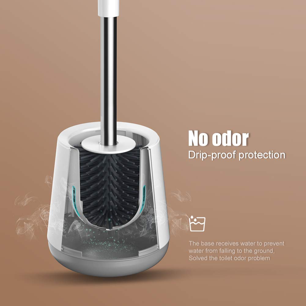 Ibergrif M34152 Silicone Toilet Brush and Holder - Deep Cleaning TPR Bristles | Drip Proof Holder 4