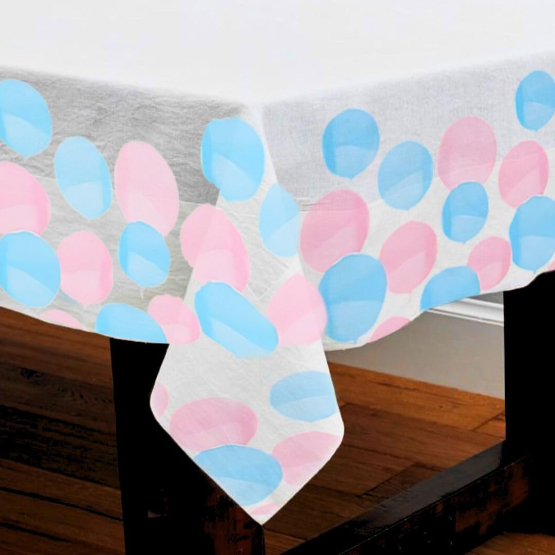 Unique Gender Reveal Party Table Cover - Pink & Blue Plastic | 137cm x 213cm 4