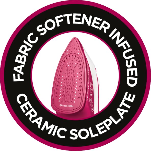 Russell Hobbs Light & Easy Brights Berry Steam Iron - 2400W | 115g Steam Shot | Fabric Softening Infused Soleplate 5