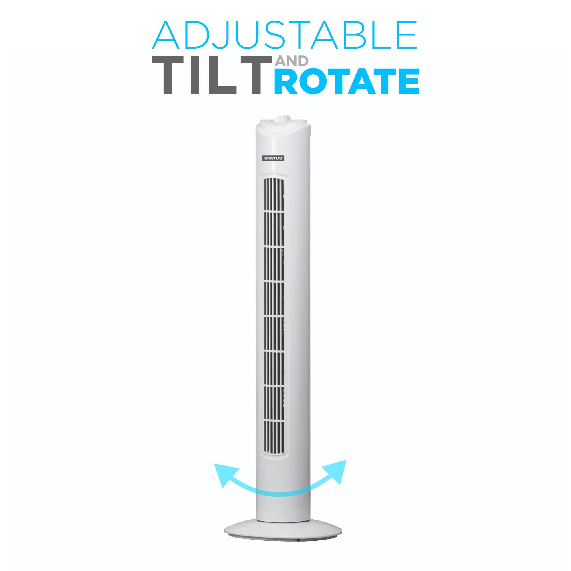 Status 29 Inch Portable Tower Fan - 3 Speed Oscillating Cooling | White Plastic 3
