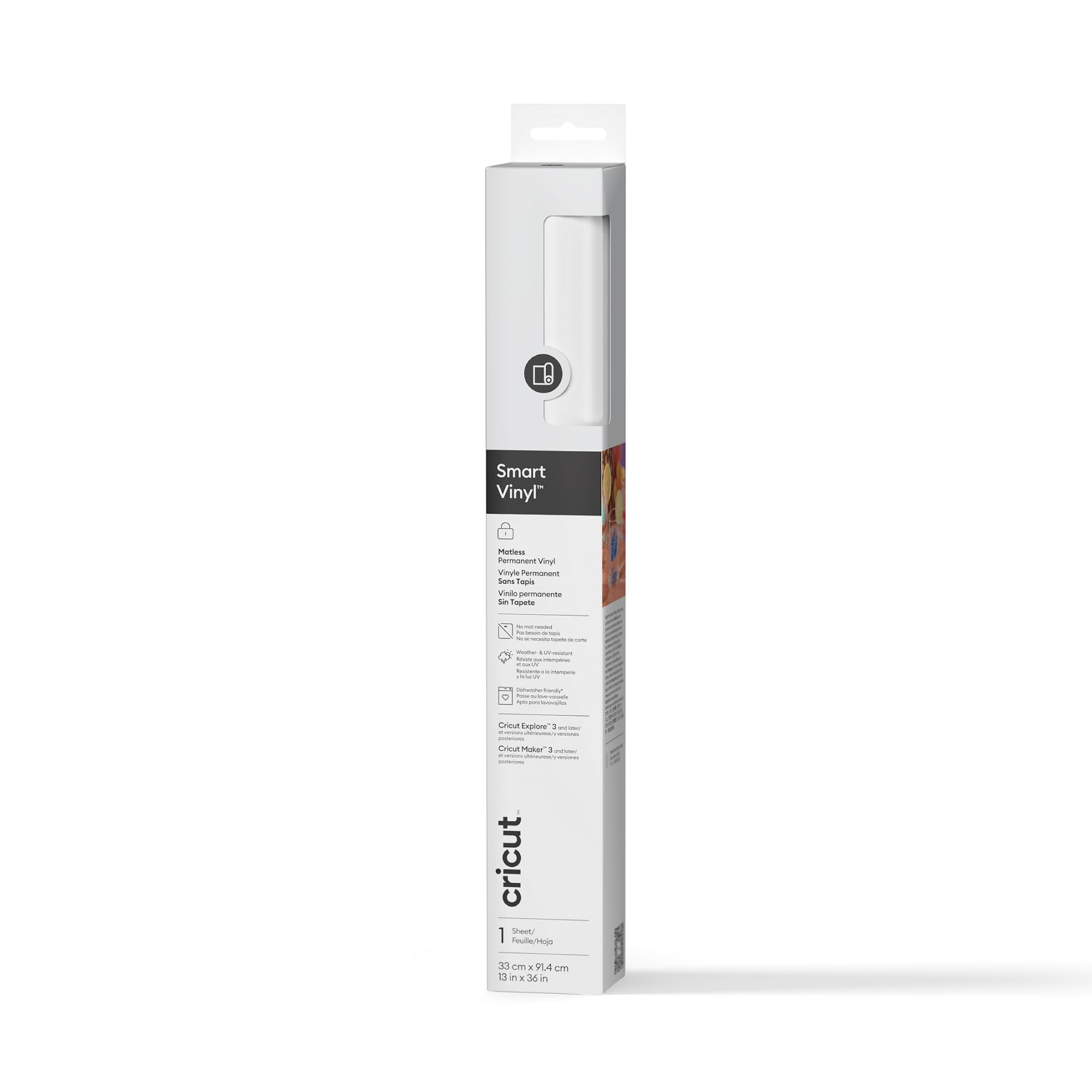 Cricut Smart Vinyl Permanent Adhesive Sheet - White Matte Finish | No Mat Needed | 33cm x 0.9m 1