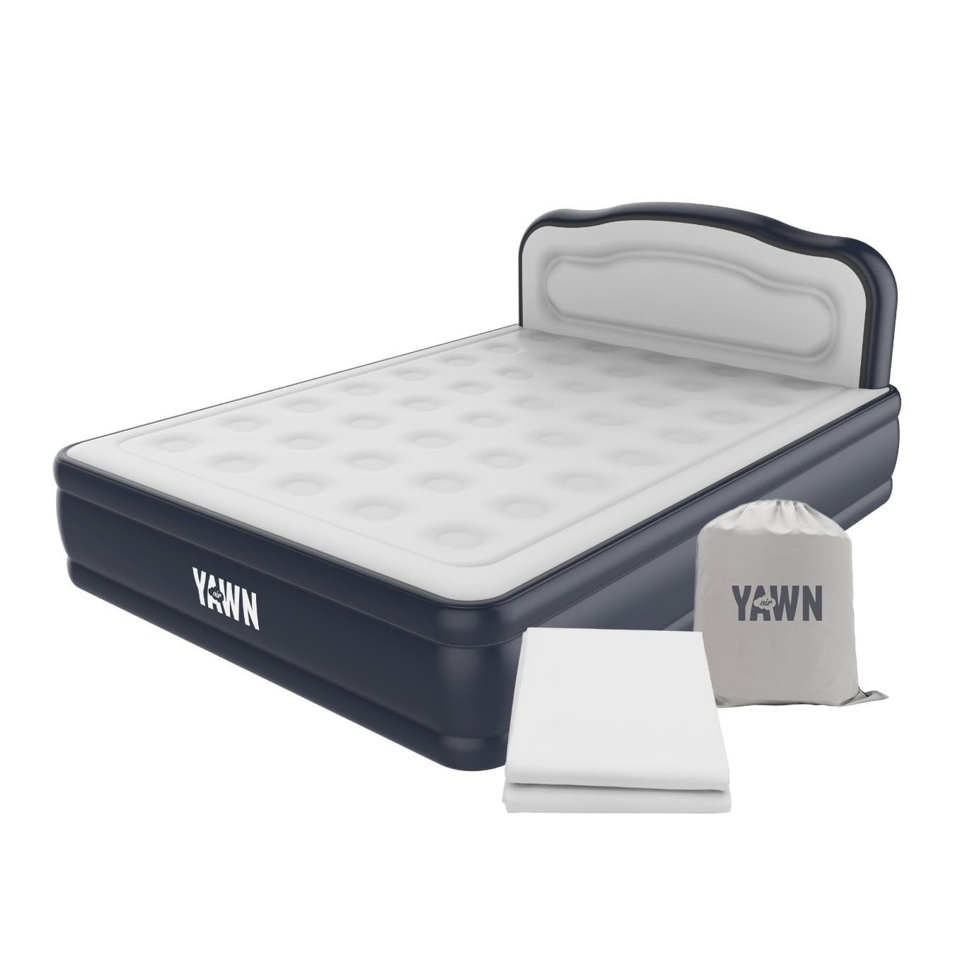 YAWN AIR Deluxe Self-Inflating Airbed - King Size | Built-in Pump & Headboard | Includes Fitted Sheet 1