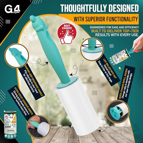 G4GADGET Lint Roller for Pet Hair - 7 Refills (420 Sheets) with Handle | Blue & Green 3