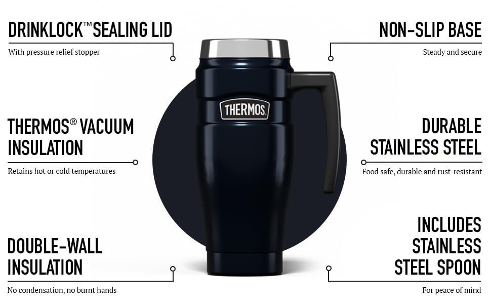 Thermos Stainless King Travel Mug - 470 ml Midnight Blue | Hot 7 Hrs, Cold 18 Hrs 4