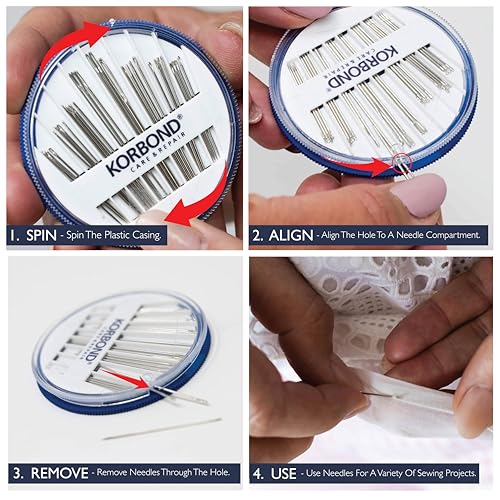 KORBOND 40 Piece Sewing Needle Compact - Assortment for General Purpose Sewing, Quilting, and Mending