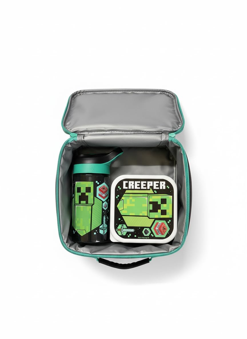 HOX Minecraft 5 Piece Lunch Set with 450ml Lockable Water Bottle | School & Travel 7