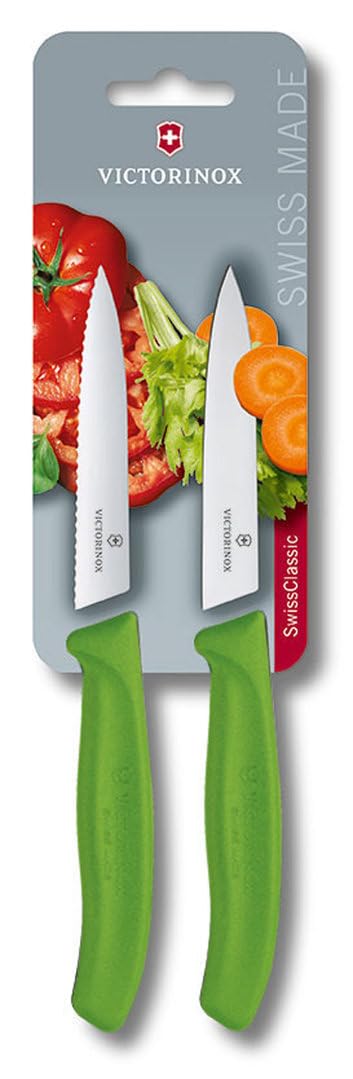 Victorinox Swiss Classic Tomato and Paring Knife Set - 2-Piece, Extra Sharp Blade, Green 1