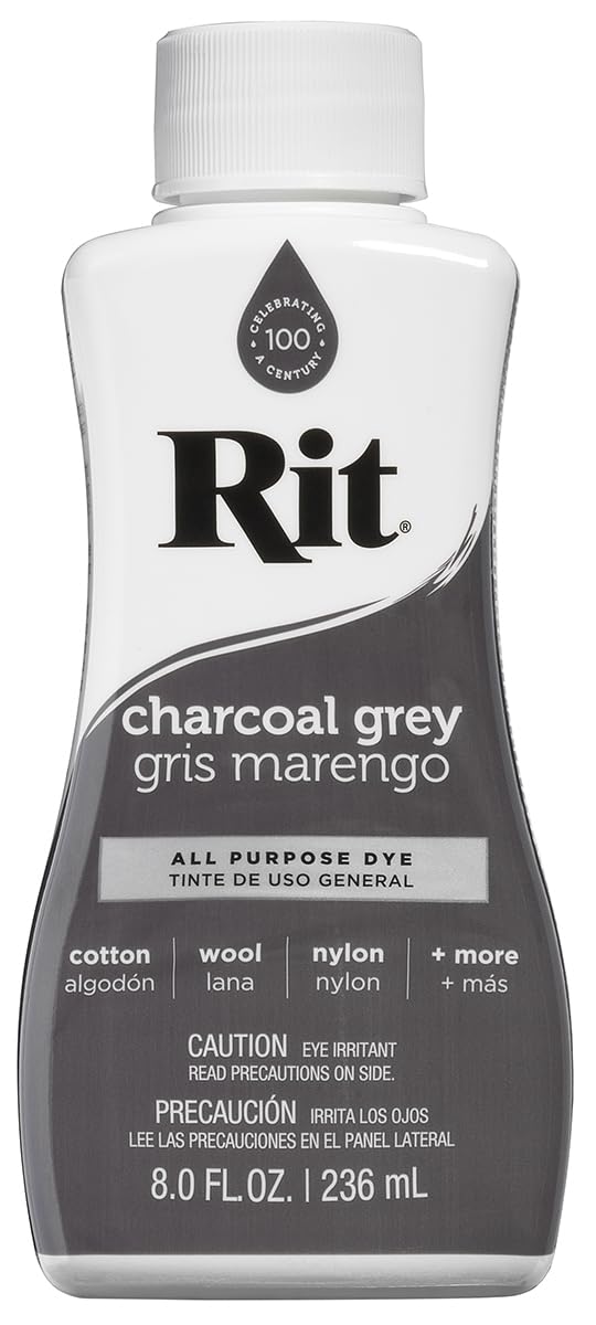 NAKOMA PRODUCTS Rit All Purpose Liquid Dye - Charcoal Grey | 236ml Volume | For Natural & Synthetic Fabrics 1