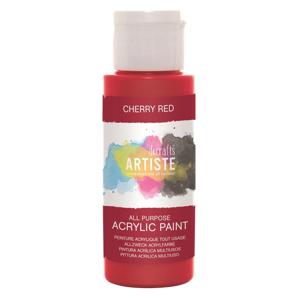 DOCRAFTS ARTISTE Acrylic Paint - Cherry Red | 59ml (2Oz) | Quick-Drying | Versatile 1