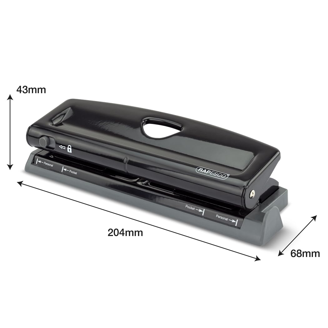 RAPESCO Adjustable 6-Hole Punch - 9 Sheet Capacity | Metal Construction | Black 7