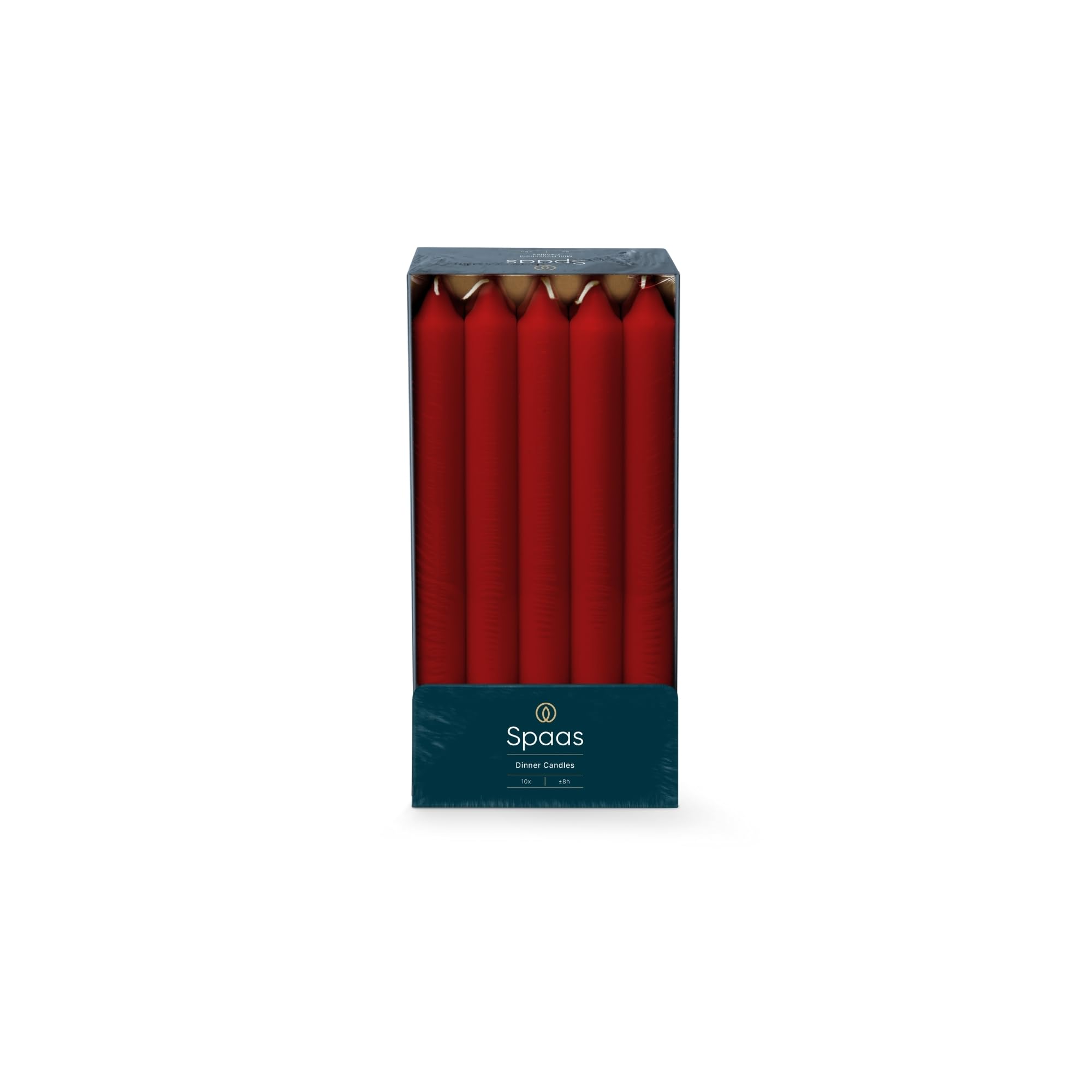 Spaas Unscented Dinner Candles - Red Paraffin Wax | 10 Pack | 8 Hour Burn Time