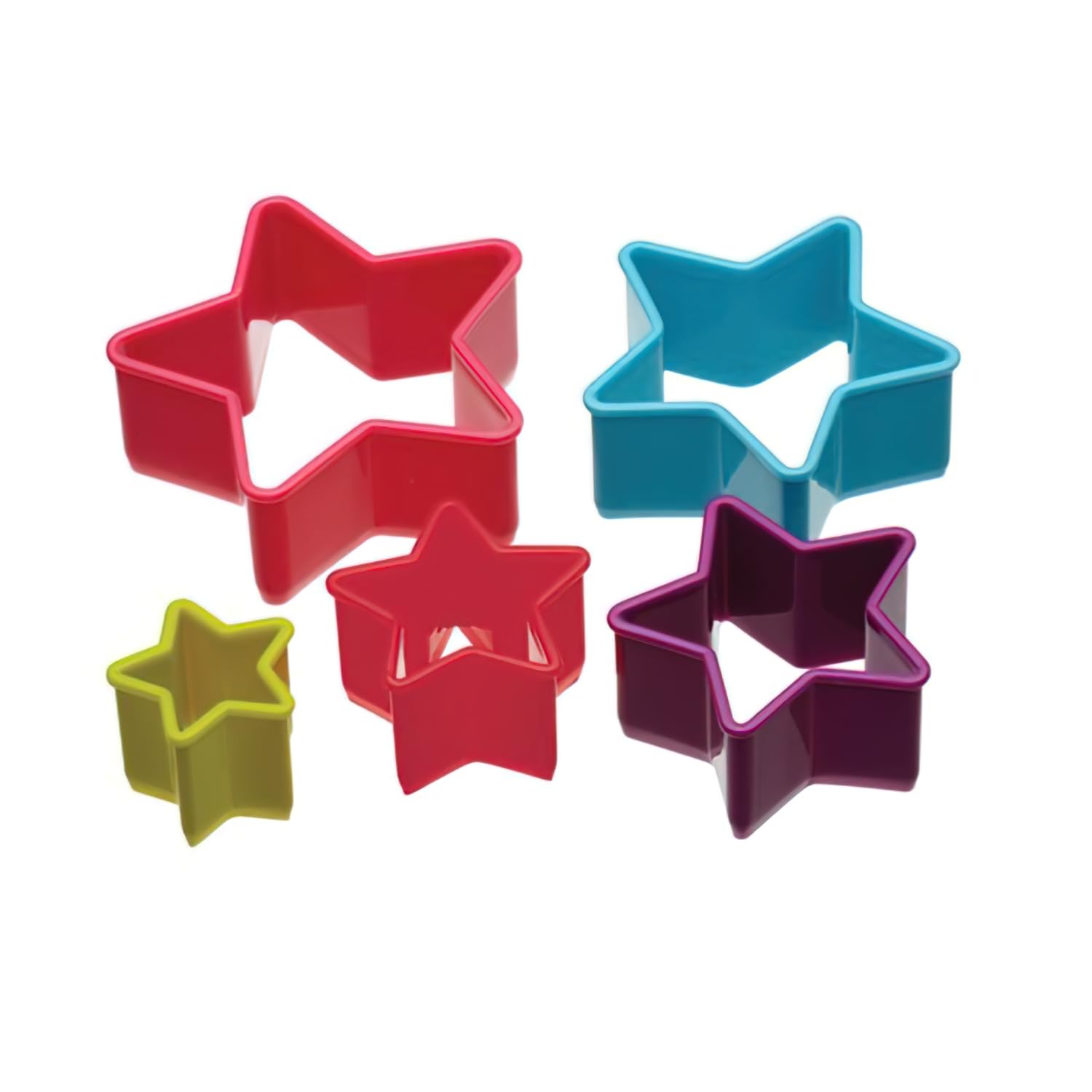 Colourworks KitchenCraft Set of 5 Plastic Star Shaped Cookie Cutters | Includes Storage Case 1