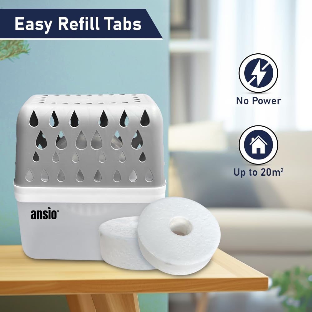 ANSIO Dehumidifier Refill Tabs - Pack of 4 | Universal Fit for 1L Tubs | 2-4 Weeks Absorption