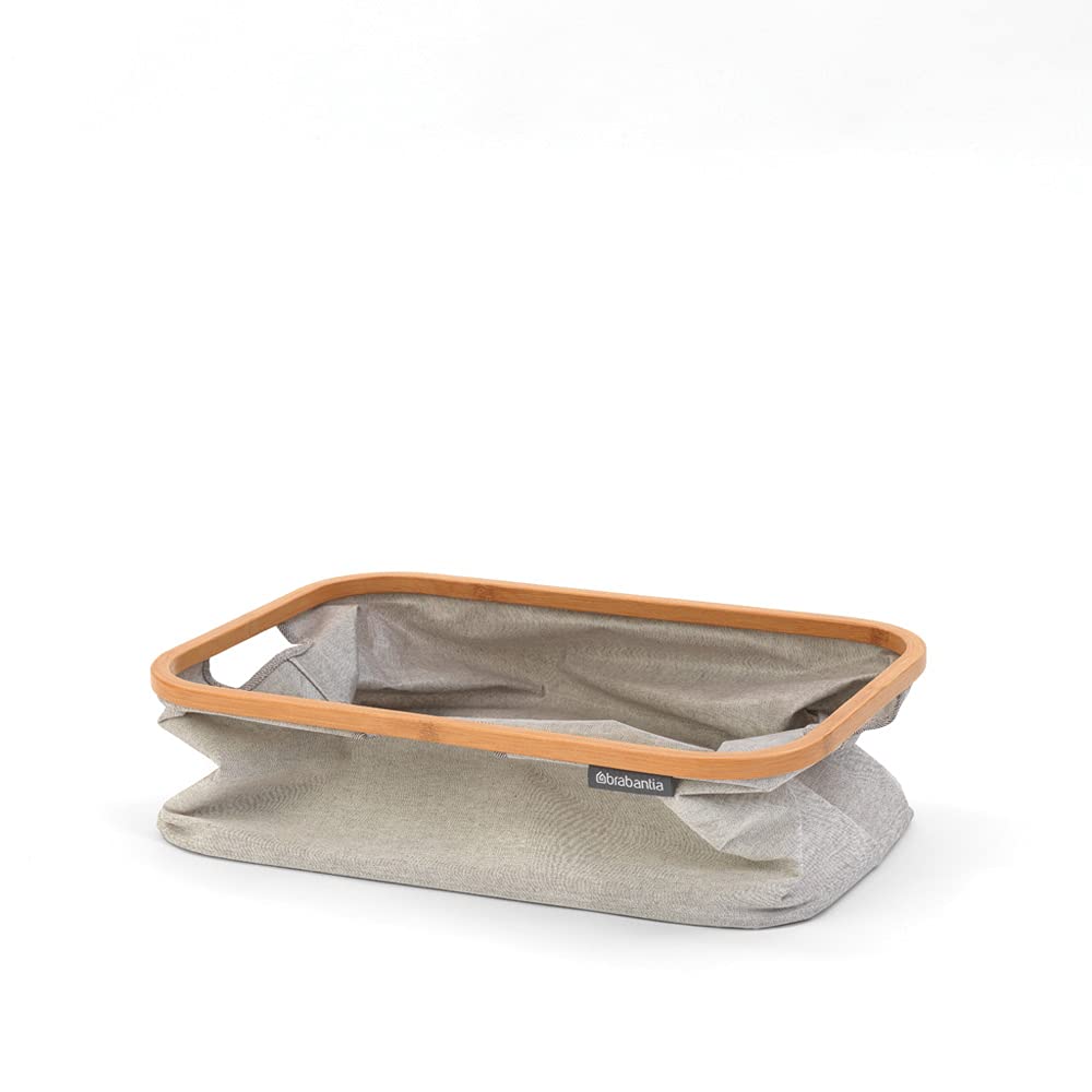 Brabantia Foldable Laundry Basket - 40L Capacity | Grey Fabric | Bamboo Handles 3