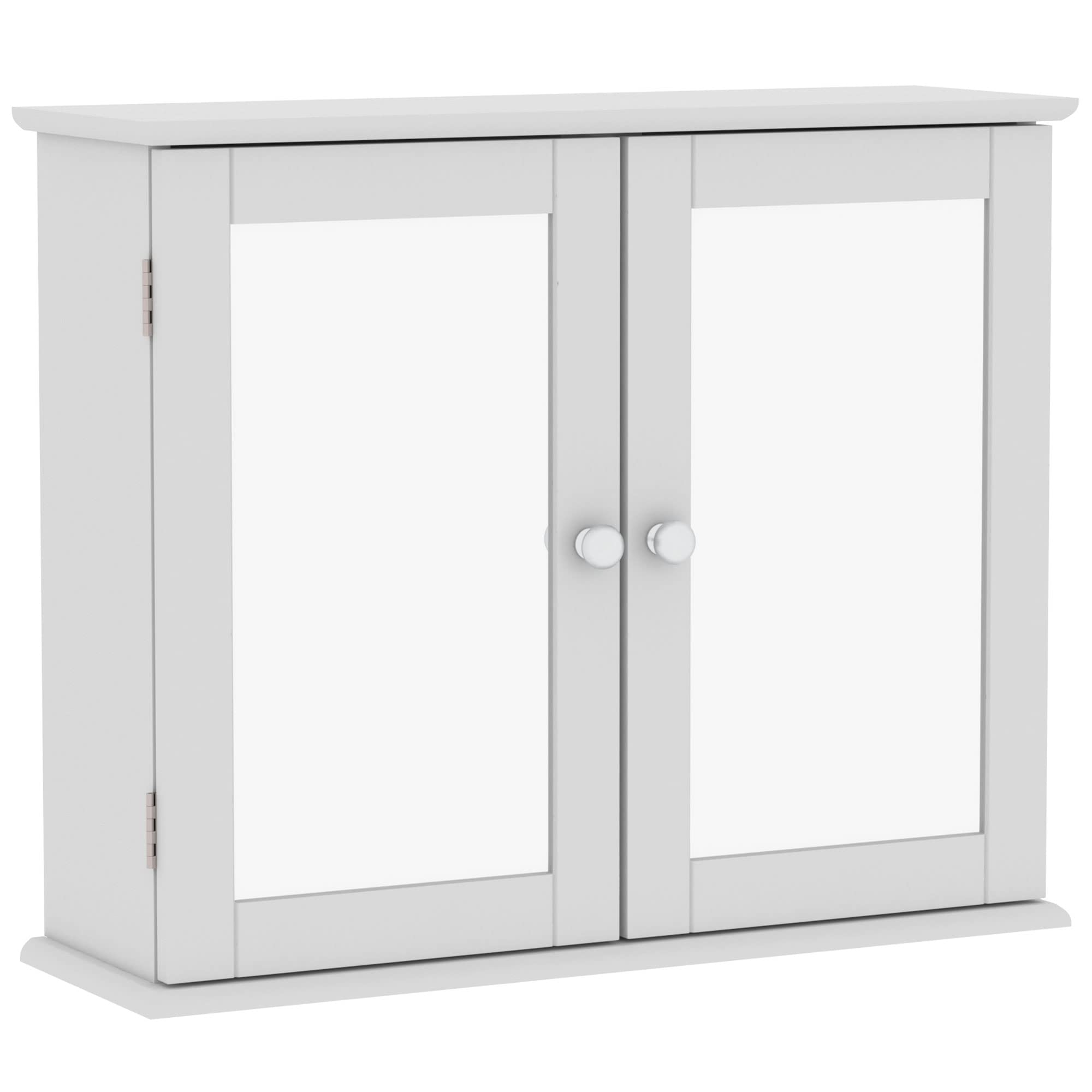 Bath Vida Priano Double Door Mirrored Wall Cabinet Storage Cupboard | White | H 47 x W 57 x D 18 cm 7