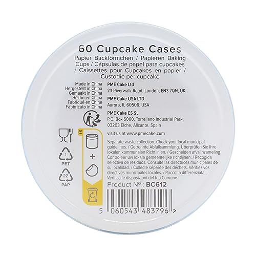 PME Cupcake Cases - Light Blue | 60 Pack | Standard Size 51x30mm | Grease-Proof Paper 4