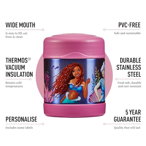 Thermos Little Mermaid Food Flask - 290ml Insulated Stainless Steel Jar | Hot 5 Hrs, Cold 7 Hrs