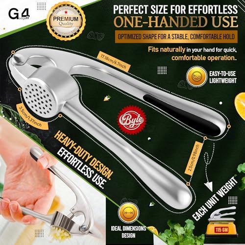 G4GADGET Heavy Duty Garlic Press Mincer Crusher | Aluminium | Dishwasher Safe 4