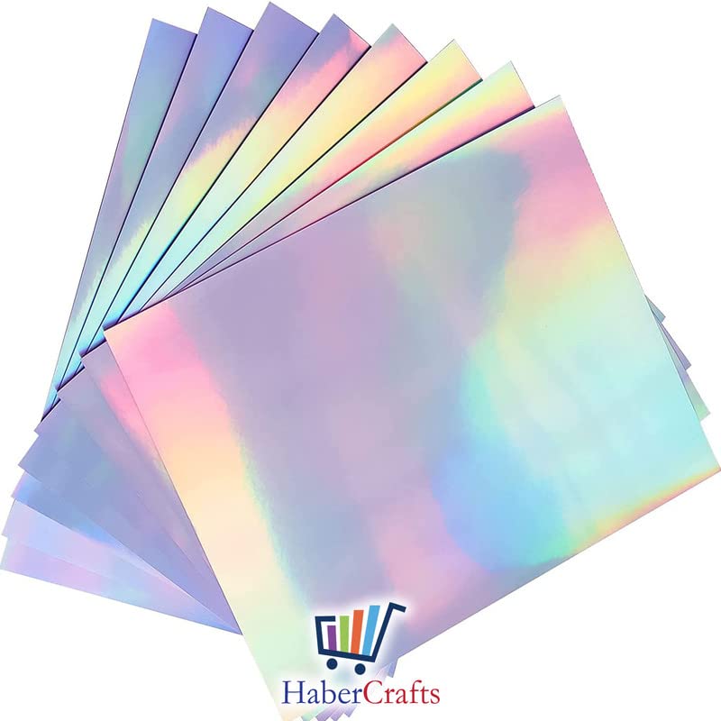 Habercrafts Holographic Card A4 Silver Rainbow 210gsm Metallic Paper | Pack of 10 Sheets 6