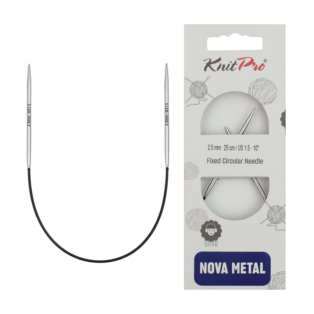 KnitPro Nova Fixed Circular Knitting Needles - 2.50mm Size | 25cm Length | Nickel-Free Brass 1